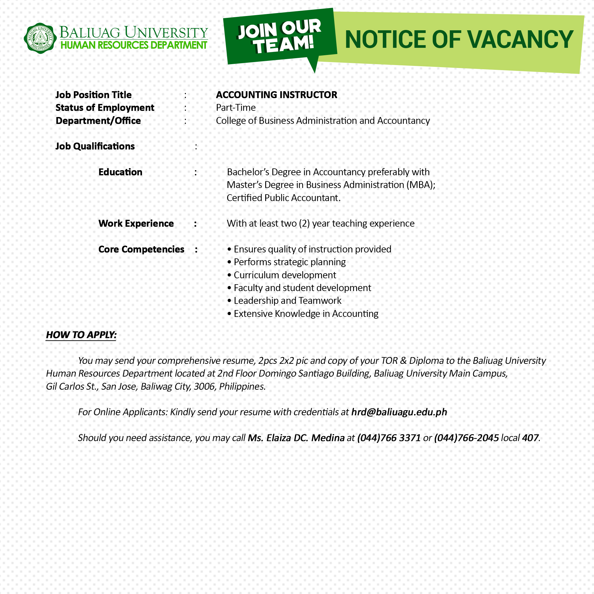 Accounting Instructor